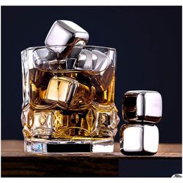 Seaux À Glace Et Refroidisseurs En Acier Inoxydable 304 Pierre À Vin Whisky De Qualité Alimentaire Pierres De Refroidissement Cubes Home Party Barware Drop Ship Deliver Dhdgn