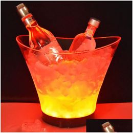 Seaux et refroidisseurs de glace 6.5 L Bodet LED ABS imperméable 7 Color Champagne Bowl KTV Bars Nightclubs Light Up Beer Night Party Drop Del Dhyqg