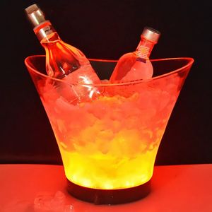 Cubos de hielo y refrigeradores 6.5L impermeable ABS LED cubo de hielo 7 colores LED Champagne Bowl KTV bares discotecas LED iluminan cerveza cubo bares fiesta nocturna 231207