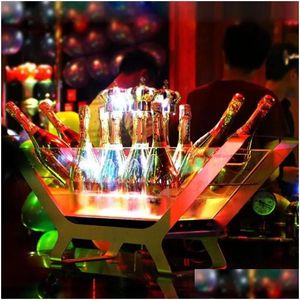 Ijsemmers en koelers 612 flessen champagne Led-emmer Boot Nt Opladen Kleur veranderende wijnkoeler / bar / bruiloft / feest Bierdruppel Del Dhzyv