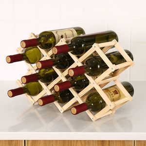 Ijsemmers en koelers Opvouwbare houten wijnflessenrekken Kast Decoratieve displaystandaardhouders Planken Rode flessenorganizers 230719