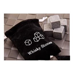 Seaux À Glace Et Glacières Refroidisseur Whisky Rock Stéatite Pierres À Whisky Bloc Vin Cube 9 Pcs / Ensemble Avec Boîte Pochette De Rangement Dhs Drop Deliver Dhfat