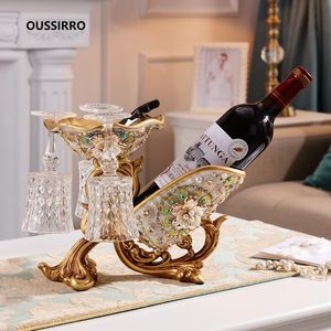 Cubos de hielo y refrigeradores Soporte para vino tinto europeo Sala de estar Decoraciones para gabinetes de vino de lujo Soporte para vidrio de pie alto Estante para botellas para el hogar 230824