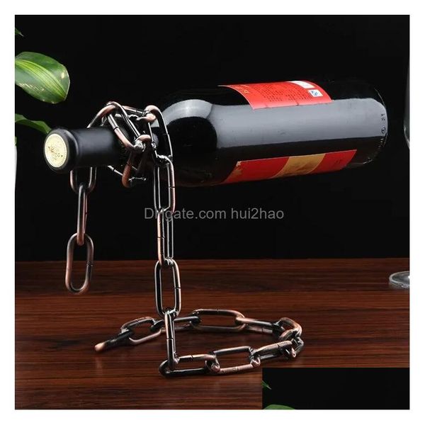 Seaux à glace et refroidisseurs porte-bouteille de vin rouge cadre de support de chaîne de corde de suspension créative pour 3 cm ornements d'ameublement Drop D Dhw7A