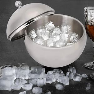 Seaux à glace et refroidisseurs Seau à glace en acier inoxydable Double paroi isolation récipient à glace baril de vin de champagne avec couvercle pour la fête de mariage à la maison 231109