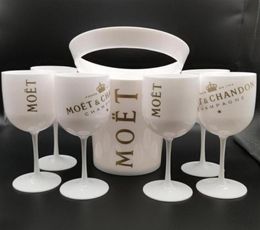 Cubos de hielo y enfriadores con 6 piezas de vidrio blanco Moet Chandon Champagne Glass Plastic302w208d253v8716895