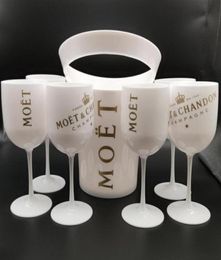 Cubos de hielo y refrigeradores con 6 piezas de vidrio blanco Moet Chandon Champagne Glass Plastic302w208d253v6872285