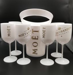 Cubos de hielo y refrigeradores con 6 piezas de vidrio blanco Moet Chandon Champagne Glass Plastic1819884