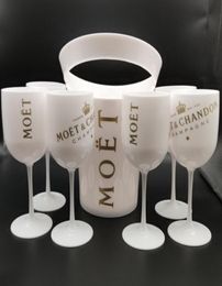 Cubos de hielo y enfriadores con 6 piezas de vidrio blanco Moet Chandon Champagne Glass Plastic5017018