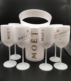IJsemmers en koelers met 6 stuks wit glas Moet Chandon Champagneglas Plastic302W9720640