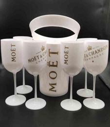 IJsemmers en koelers met 6 stuks wit glas Moet Chandon Champagneglas Plastic1762083