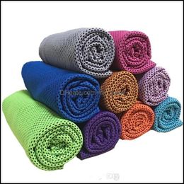 IJskoude handdoeken dubbele laag koel handdoek zomer zonnestrak sport yoga oefening snel droge zachte ademend hand LX7516 drop levering 2021 home