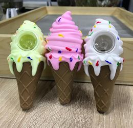 Ice Cream Cone Pipe Silicone Smoking Pipe Bong Food Grade Nitinum Cured Smoke Pipe Silicon Tabacco Pipes8915884