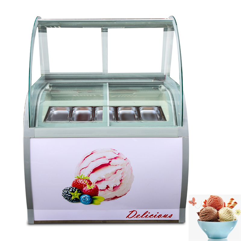 Glass Display Cabinet Commercial Desktop Popsicle Showcase 180W Ice Cream Storage Machine