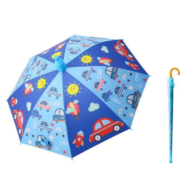 Étui étanche avec poignée de crème glacée Parapluie pour enfants de dessin animé Parapluie solaire automatique en vinyle Parapluie pour enfants avec long manche