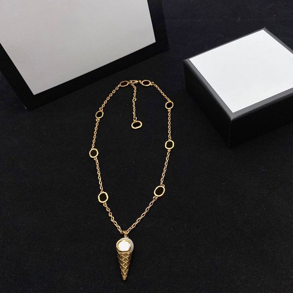 Crème glacée perle pendentif colliers femme ovale anneau ornement colliers été femmes en plein air rue mode bijoux