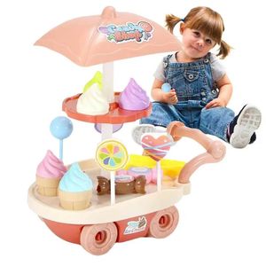 Ice Cream Playset for Kids Creative Cart Freend Kitchen Toy avec Lollipop Toddler Play Toys for Children Little Girls and Boys 240507