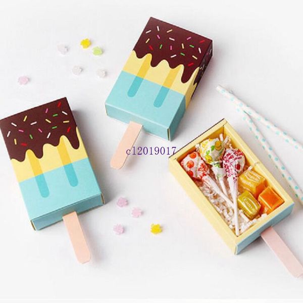 Cajas de papel de dibujo de caramelo rosa con forma de helado cajas de embalaje de regalo bonitas decoración de fiesta de cumpleaños de boda