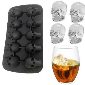 IJstoffen 10 Cellen 3D Skull Ice Cube Mold Silicone Ice Cube Tray Ice Cube Maker Diy Whisky Cocktail Ice Ball Mold Chocolate Pastry Mold Z0308