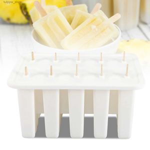 Outils de crème glacée 10 cellules Gel de silice moule à crème glacée congelée fabricant de Popsicle avec 50 bâtons L240319