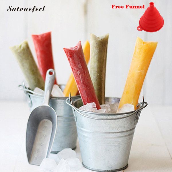 Outils de crème glacée 100PCS Ice Pop Sacs avec entonnoir DIY Popsicle Maker Zip Lock Ice Candy Wrapper sacs Ice Cream Makers Popsicle Moulds 230707