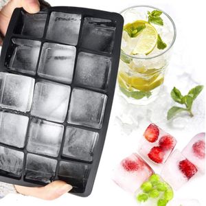 Outils de crème glacée Moule à glaçons en silicone à 15 grilles Grand moule à glaçons carrés Moule à glaçons Non toxique Durable Bar Pub Vin Ice Blocks Maker 230414