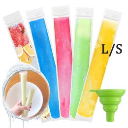 IJs Gereedschap 200 Stuks Popsicle Mallen Zakken Zomer Pop Pouch met 1 Siliconen Trechter Een Gratis Gezonde Snacks Sap Yoghurt DIY Freeze Buizen 230726