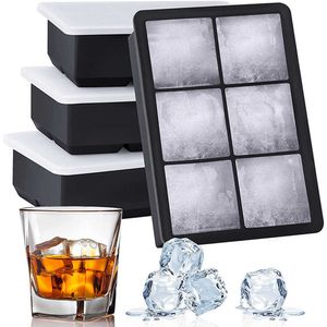 Ice Cream Tools 246815Grid Large Ice Cube Mold Square Ice Tray Mold Large Cubitera Food Grade Silicone Tray Mold DIY Ice Maker Ice Cube Tray Z0308