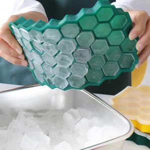 Ice Cream Tools 37 Girds Cube Maker Silicones Ice Mold Honeycomb Ice Cube Tray Magnum Siliconen Mold vormt voedselgrade mal voor whiskycocktail Z0308