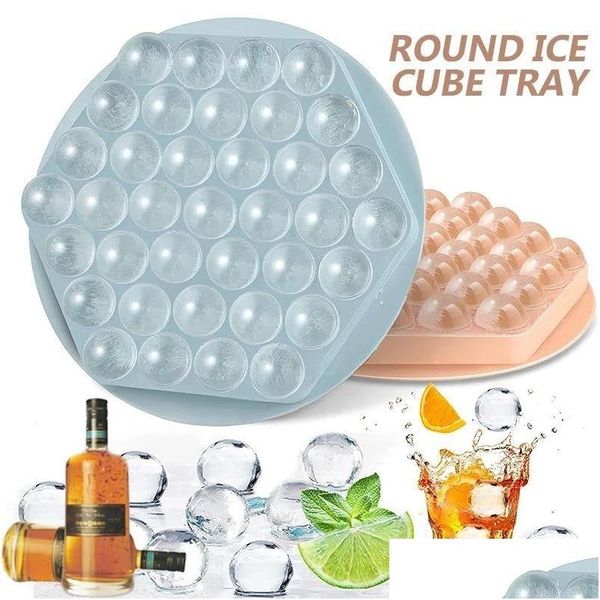 Herramientas para helados 37 Cubos de hielo de celosía Herramientas caseras Molde de hockey Caja de helados Bolas redondas 3D Moldes Home Bar Party Mods de bricolaje para bebidas frías Dhq20