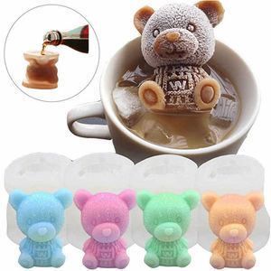 IJs gereedschap 3d ijs kubus maker kleine teddybeer vorm chocolade cake mold lade ijs diy gereedschap whisky wijncocktail siliconen ijs schimmel z0308