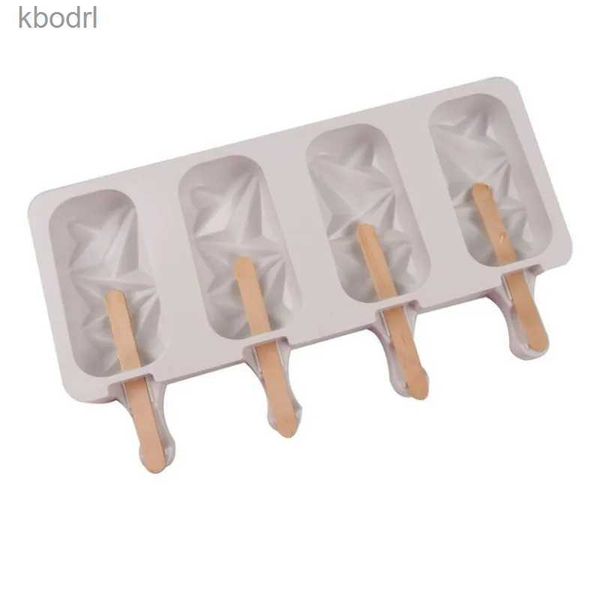 Herramientas para helados Molde de silicona para helado de 4 orificios Herramienta para hacer paletas DIY Molde para paletas Accesorios de cocina creativos Bandeja para hornear antiadherente YQ240130