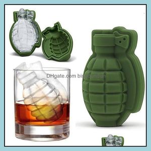 Outils de crème glacée 50pcs 3D Grenade Forme Cube Moule Creative Maker Party Boissons Sile Plateaux Moules Cuisine Bar Outil Mens Cadeau Drop Delive Otk13