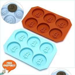 IJsgereedschappen 6 Chocolade Sile Bitcoin Mold Cube Fondant Patisserie Candy Cake Mode Decoratie Wolken Bakken Drop Delivery Dhmf9