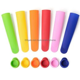 IJsgereedschap 6 Kleur Diy Sile Frozen Old Popsicle Mold met ER Kitchen Food Grade Kinderen Pop Maker Molds DH0402 Drop Delivery H DHQGV