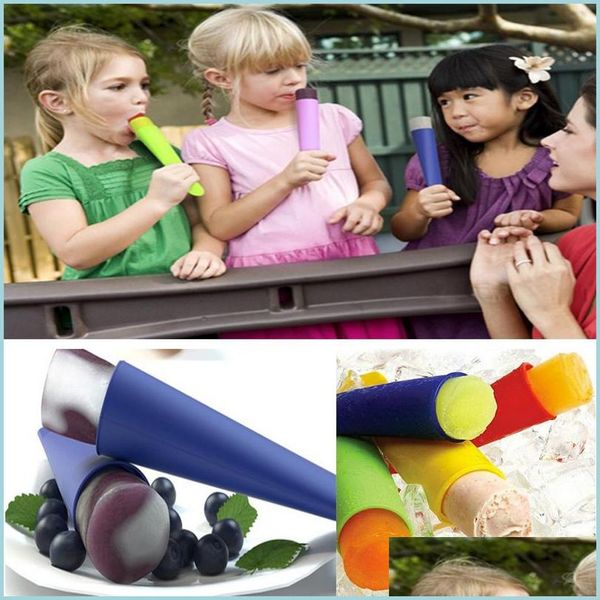 Outils De Crème Glacée 6 Couleurs Sile Pop Moule Popsicles Mod Avec Couvercle Diy Makers Push Up Jelly Lolly Pour Popsicle Drop Delivery Home Garden Dhslm