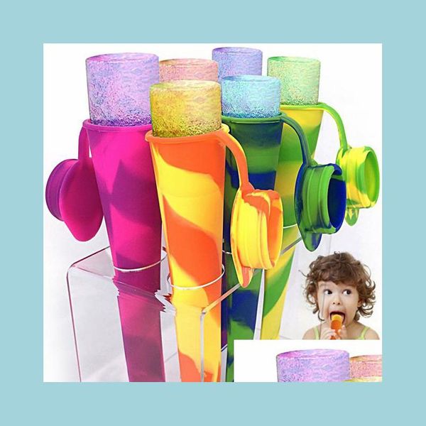 Herramientas de helado 6 unids / lote Ice Pop Mould Popsicle Mod con tapa adjunta Sile Push Up Cream Jelly Lolly Maker Drop Entrega 2021 Inicio Gar DHJQC