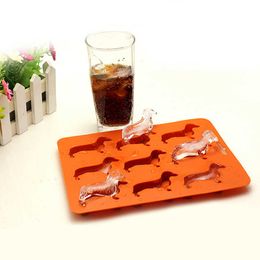 Ice Cream Tools 9 Grid Dachshund Ice Cube Tray Beer Chocolade Food Grade Siliconen Schimmel Trays Herbruikbaar Party Diy Bar Pub Wine Ice Cube Maker Z0308