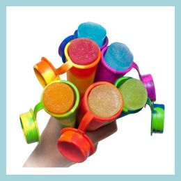 Ice Cream Gereedschap Colorf Sile Ice Pop Mold Popsicles Mod Cream Makers Push Up Jelly Lolly Drop Delivery Home Garden Keuken Eet Bar DH03R