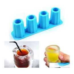 Herramientas de helado Creativo Molde de cubo 3D Grado alimenticio Ze 4 Cell Long Cups Mod Novedad Regalos Bandeja Fiesta de verano Cocina Bar Vasos Acceso Dhkin