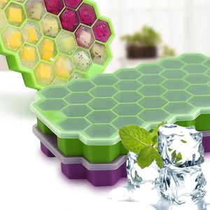 Ice Cream Tools Creative Honeycomb Maker Ice Cube Trays Silicone Ice Mold Cube Ice Mold Silicone Cubitera met verwijderbare deksel keukengadgets 230512
