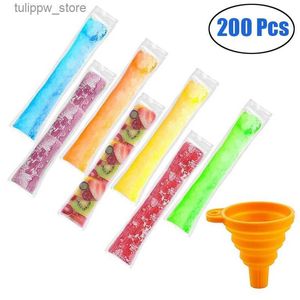 Outils de crème glacée Sacs de moule à glace à glace jetables Tubes de congélation sans BPA avec joints à glissière Bâtonnets de yaourt Jus Smoothies aux fruits Ice Candy Pops L240319