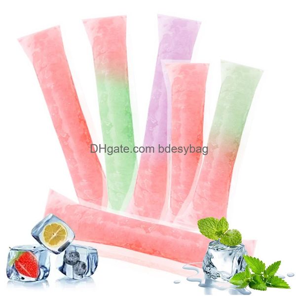 Herramientas de helado bolsas de moño de paleta desechable Bolsas de moho Stick Tubos Zer con Sile embudo para frutas para batidos de yogurt entrega de caída ot6ec