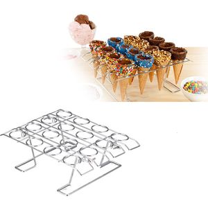Outils de crème glacée bricolage porte-cône support d'affichage en acier inoxydable cuisson gâteau Cupcake plateau de refroidissement support 230520
