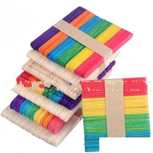 Outils de crème glacée Bâtons de crème glacée bricolage Couleurs Mti Bâton de popsicle en bois pour enfants Manuel Artisanat Art Usine Vente directe 3Xs Vb Dh60M