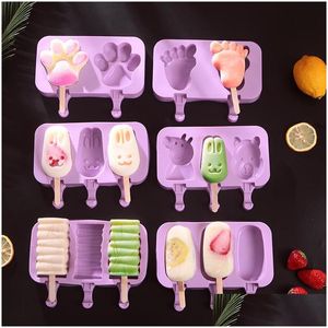 Outils de crème glacée bricolage Sile Mods enfants animaux moules à Popsicle faits maison pour enfants dessin animé mignon moule à glace W0070 livraison directe à domicile Dhiry