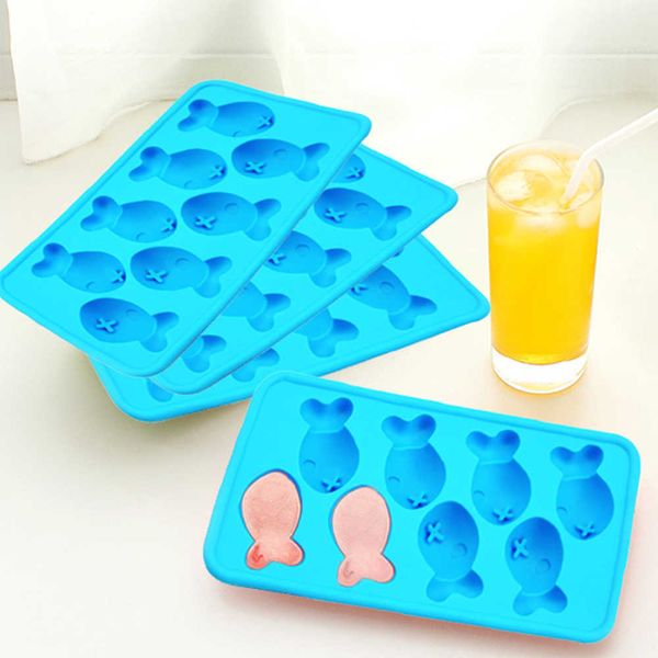 Herramientas para helados Bandeja de cubitos de hielo en forma de hueso de pescado Molde para hacer helados de silicona Bandeja de hielo de chocolate para hacer pudín Máquina para hacer hielo en gelatina Herramientas para bebidas frías Z0308