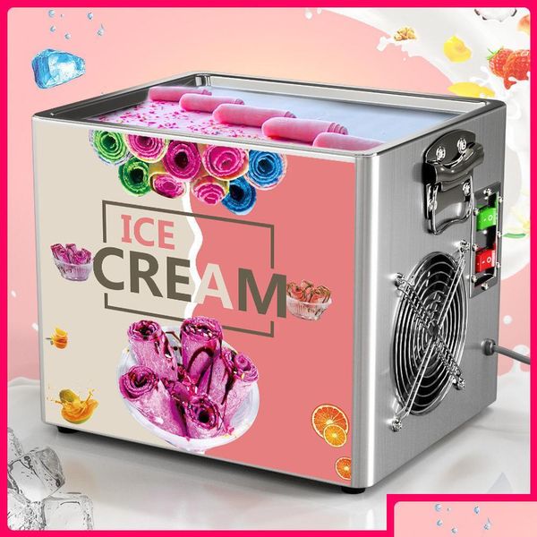 Herramientas de helado Inicio Thai Stir Fry Herramientas de helado Roll Hine Kitchen Electric Small Fried Yogurt Portable para bares Cafs Postre Shop Dhuf3