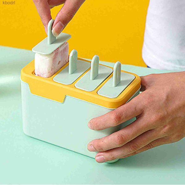 Herramientas para helados Moldes para helados Utensilios de cocina de silicona Cuatro cuadrados Hogar DIY Botella de agua PP hecha a mano Refrigerador Reutilizable Fabricante de paletas YQ240130