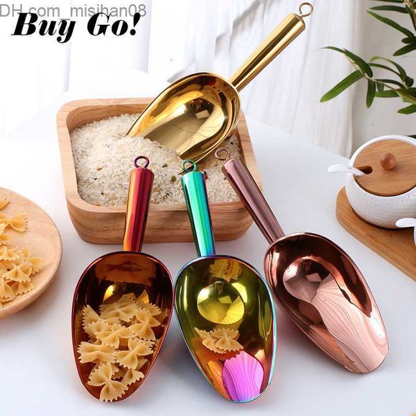 Outils de crème glacée Outils de crème glacée 12 pièces 98 pouces en acier inoxydable or grattoir nourriture sèche farine bonbons poubelle épices pelle buffet mariage barre cuisine 230412 Z230630